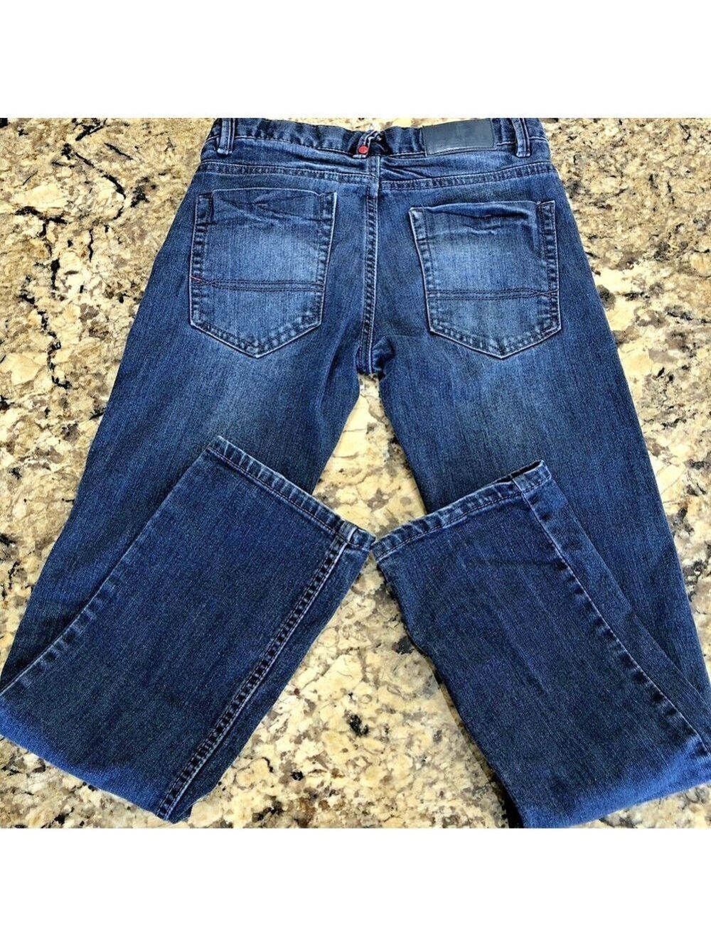Size 12 X 26.5 Tommy Hilfiger Boys Jeans Denim Adjustable Waist Dark Blue